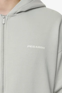 Pegador Hoodies|Zip Hoodies|Colne Logo Oversized Sweat Jacket Salty Cream Washed pearl grey