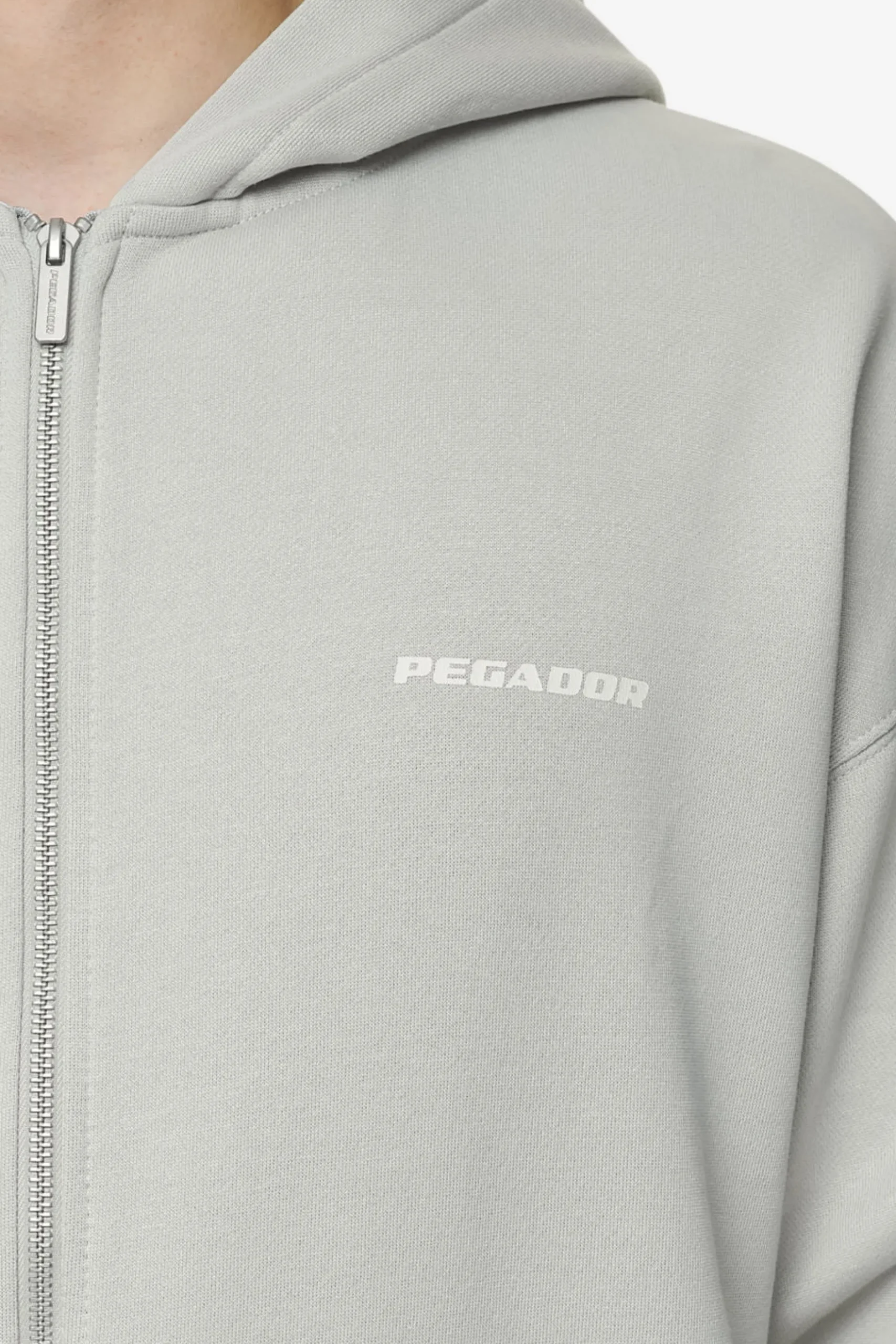 Pegador Hoodies|Zip Hoodies|Colne Logo Oversized Sweat Jacket Salty Cream Washed pearl grey