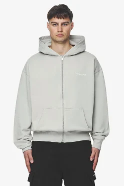 Pegador Hoodies|Zip Hoodies|Colne Logo Oversized Sweat Jacket Salty Cream Washed pearl grey
