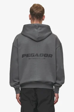 Pegador Hoodies|Zip Hoodies|Colne Logo Oversized Sweat Jacket Washed Anthracite Black