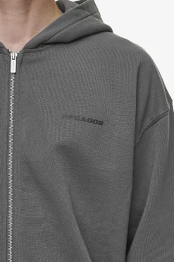 Pegador Hoodies|Zip Hoodies|Colne Logo Oversized Sweat Jacket Washed Anthracite Black