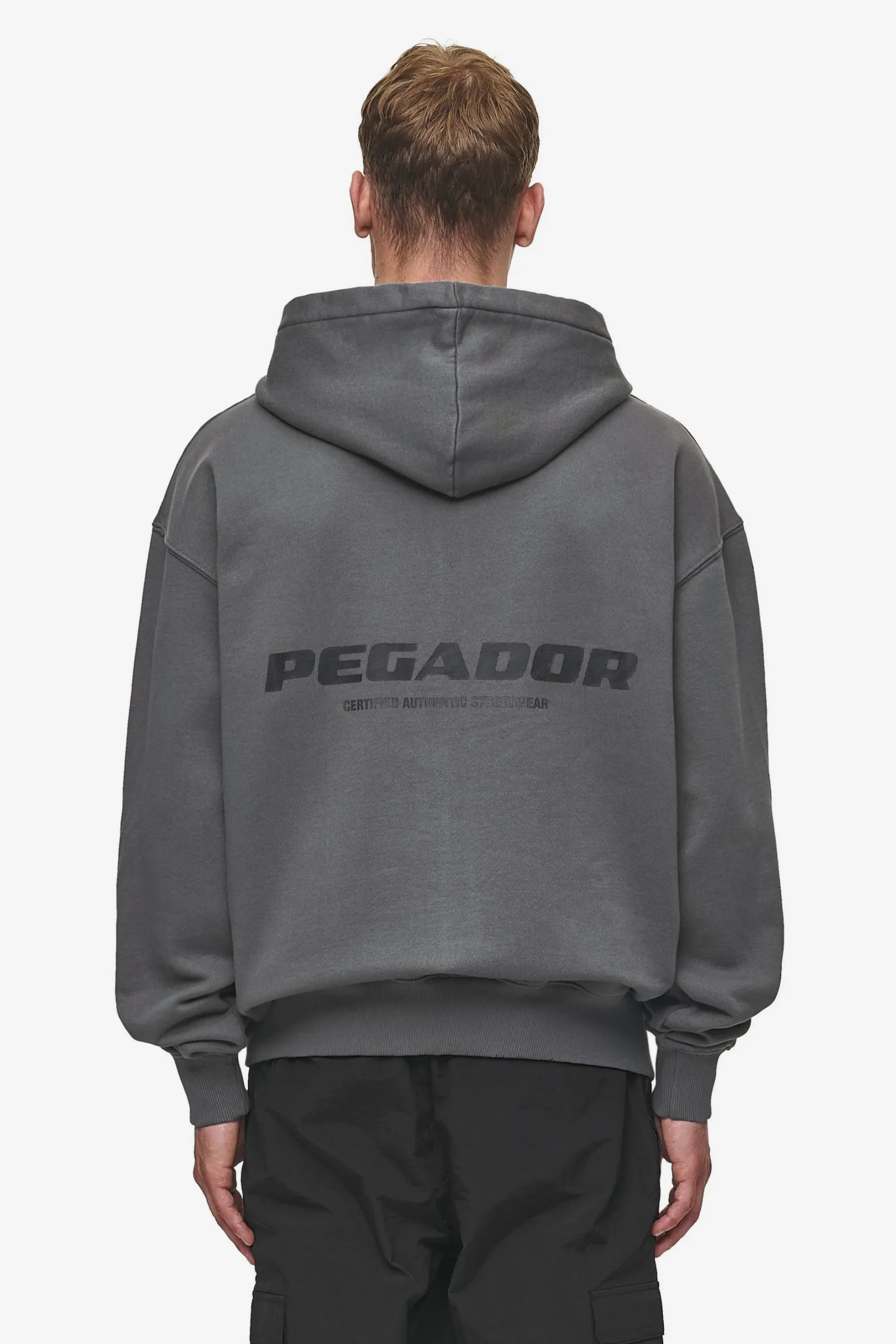 Pegador Hoodies|Zip Hoodies|Colne Logo Oversized Sweat Jacket Washed Anthracite Black