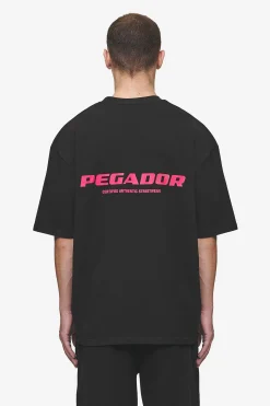 Pegador Tees|Colne Logo Oversized Tee Washed Black Virtual Pink