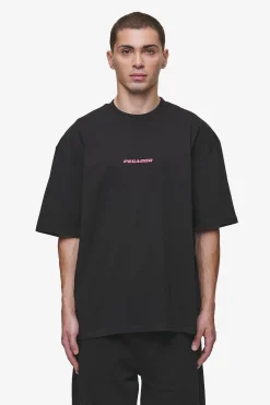 Pegador Tees|Colne Logo Oversized Tee Washed Black Virtual Pink