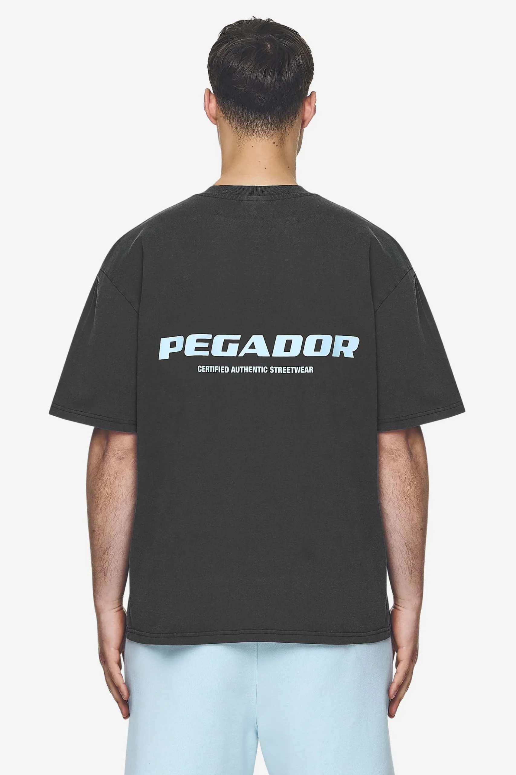 Pegador Tees|Colne Logo Oversized Tee Baby Blue Vintage black