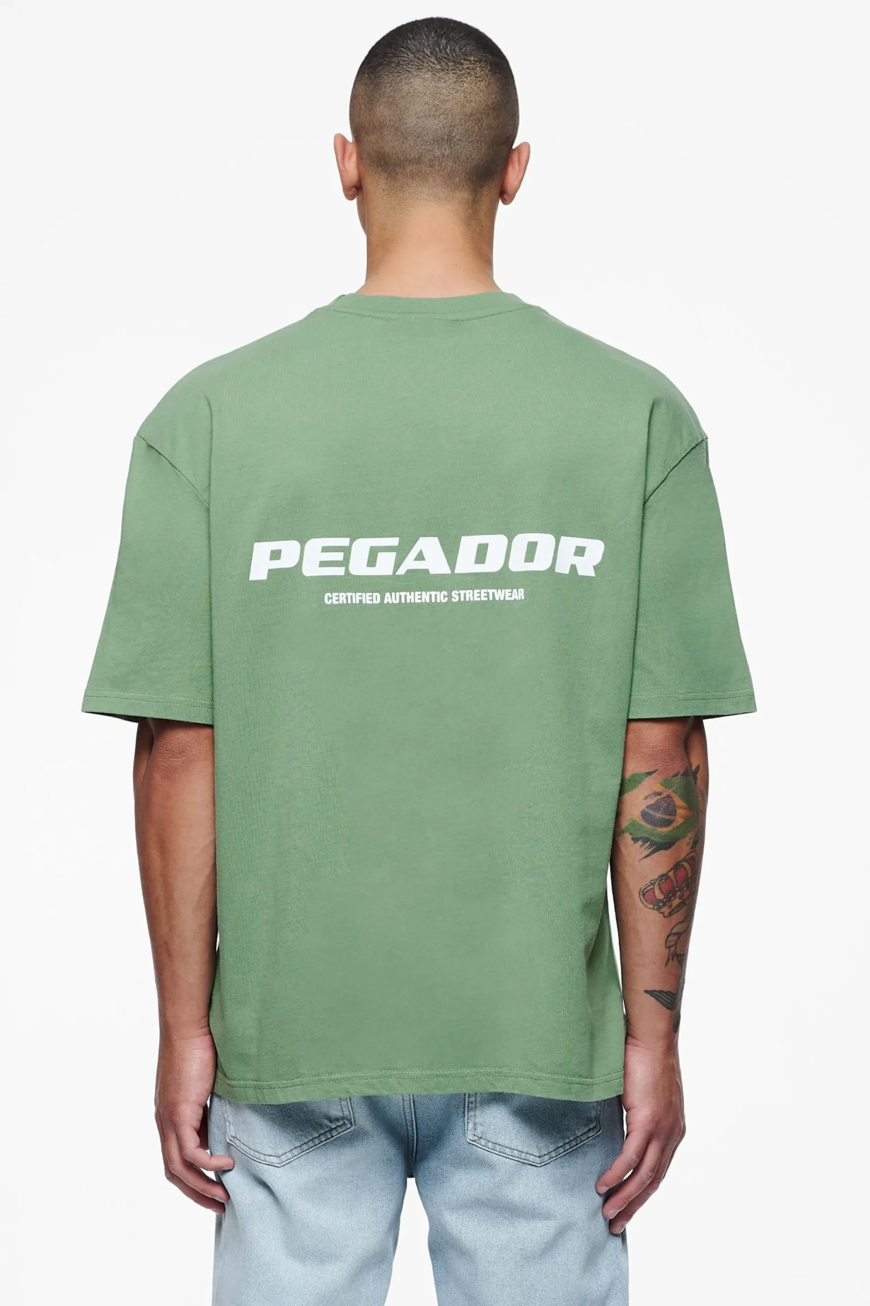 Pegador Tees|Colne Logo Oversized Tee Vintage Washed Cypress Green