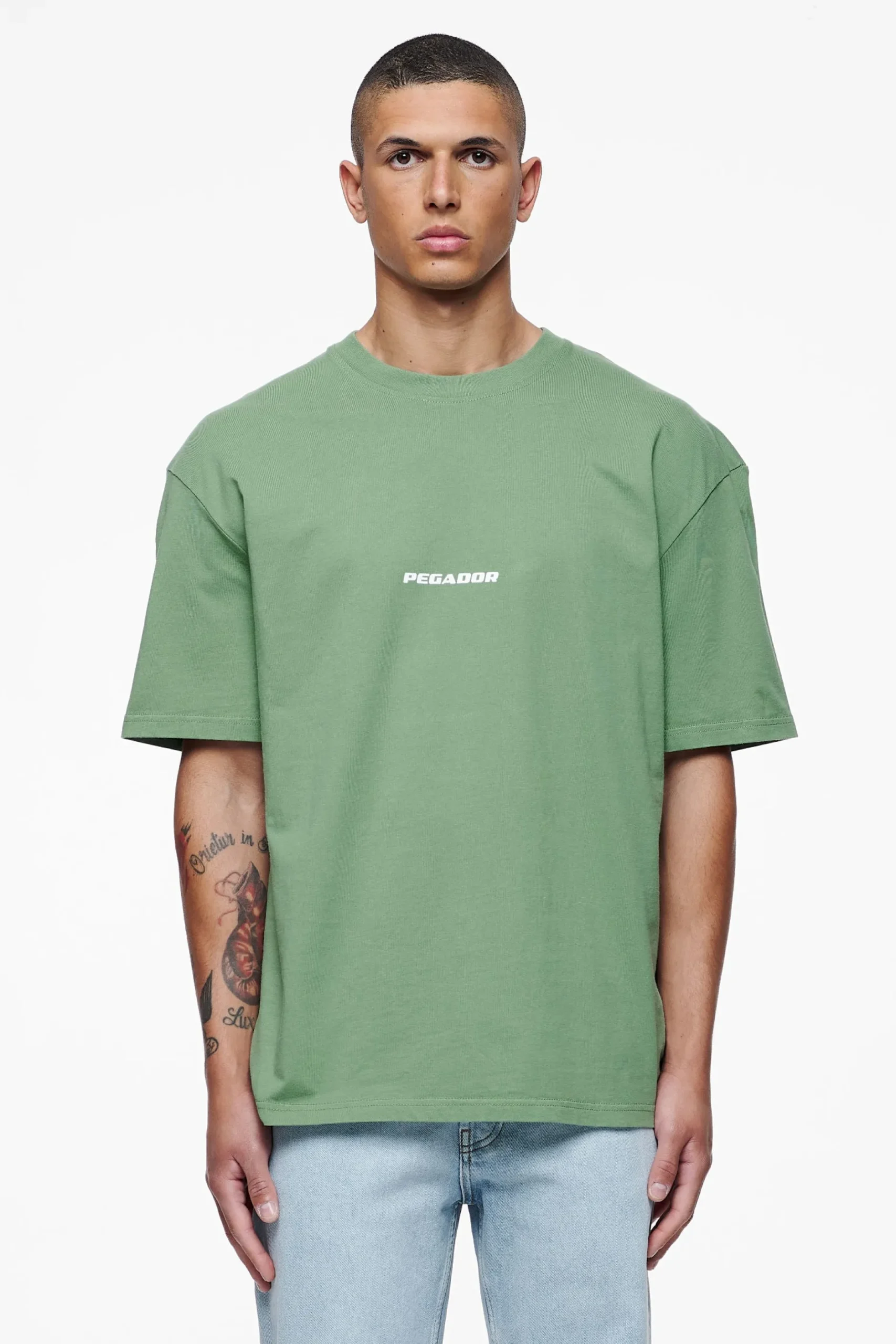 Pegador Tees|Colne Logo Oversized Tee Vintage Washed Cypress Green