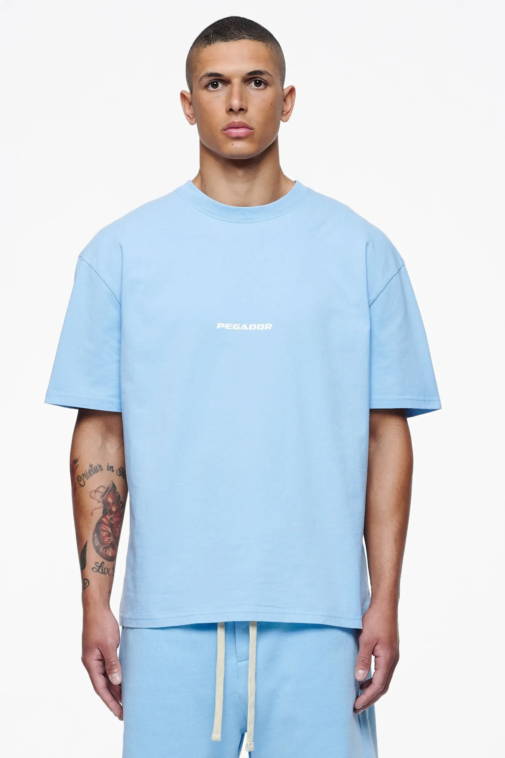 Pegador Tees|Colne Logo Oversized Tee Vintage Washed Riviera Blue