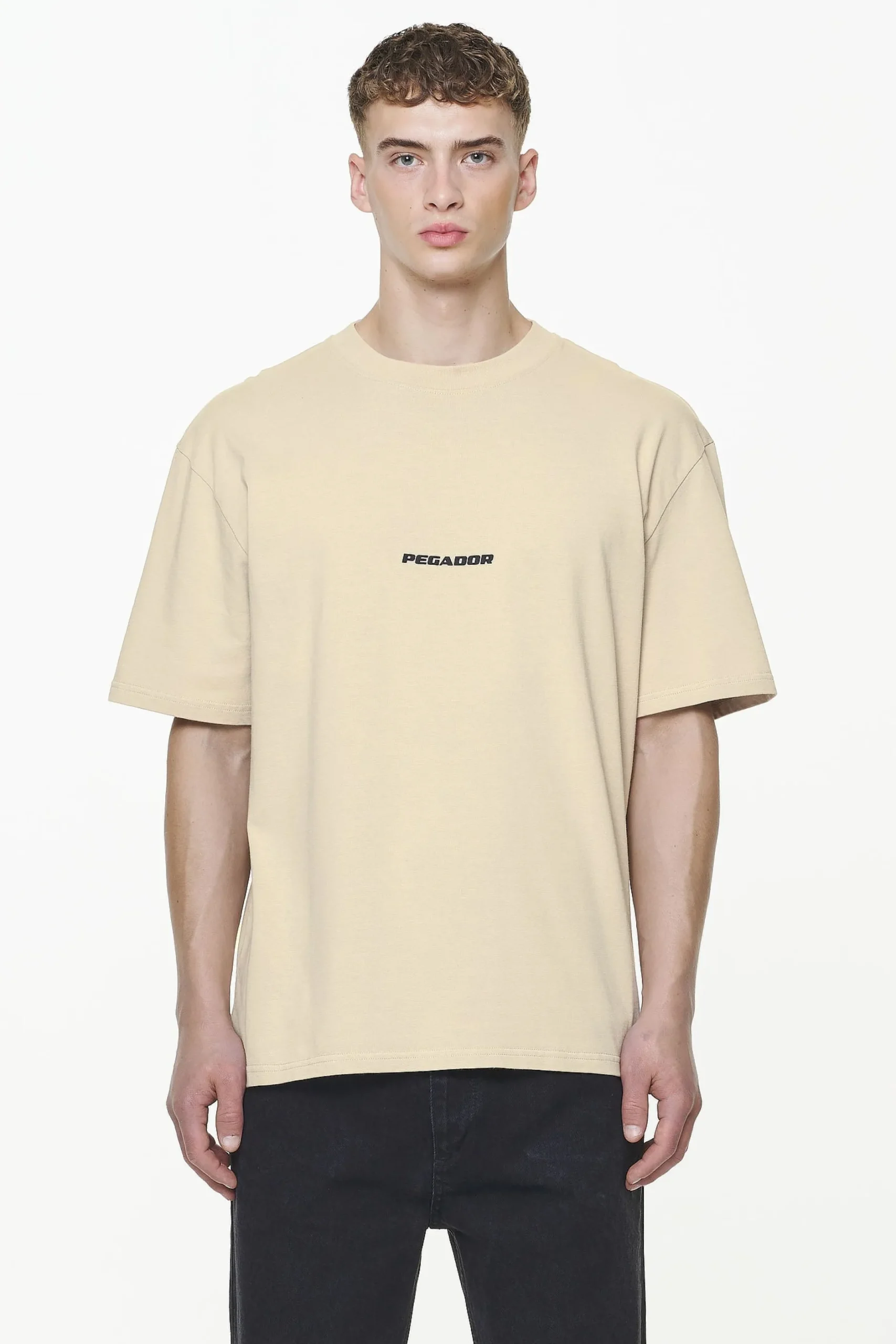 Pegador Tees|Colne Logo Oversized Tee Vintage Washed Kingdom Beige Gum