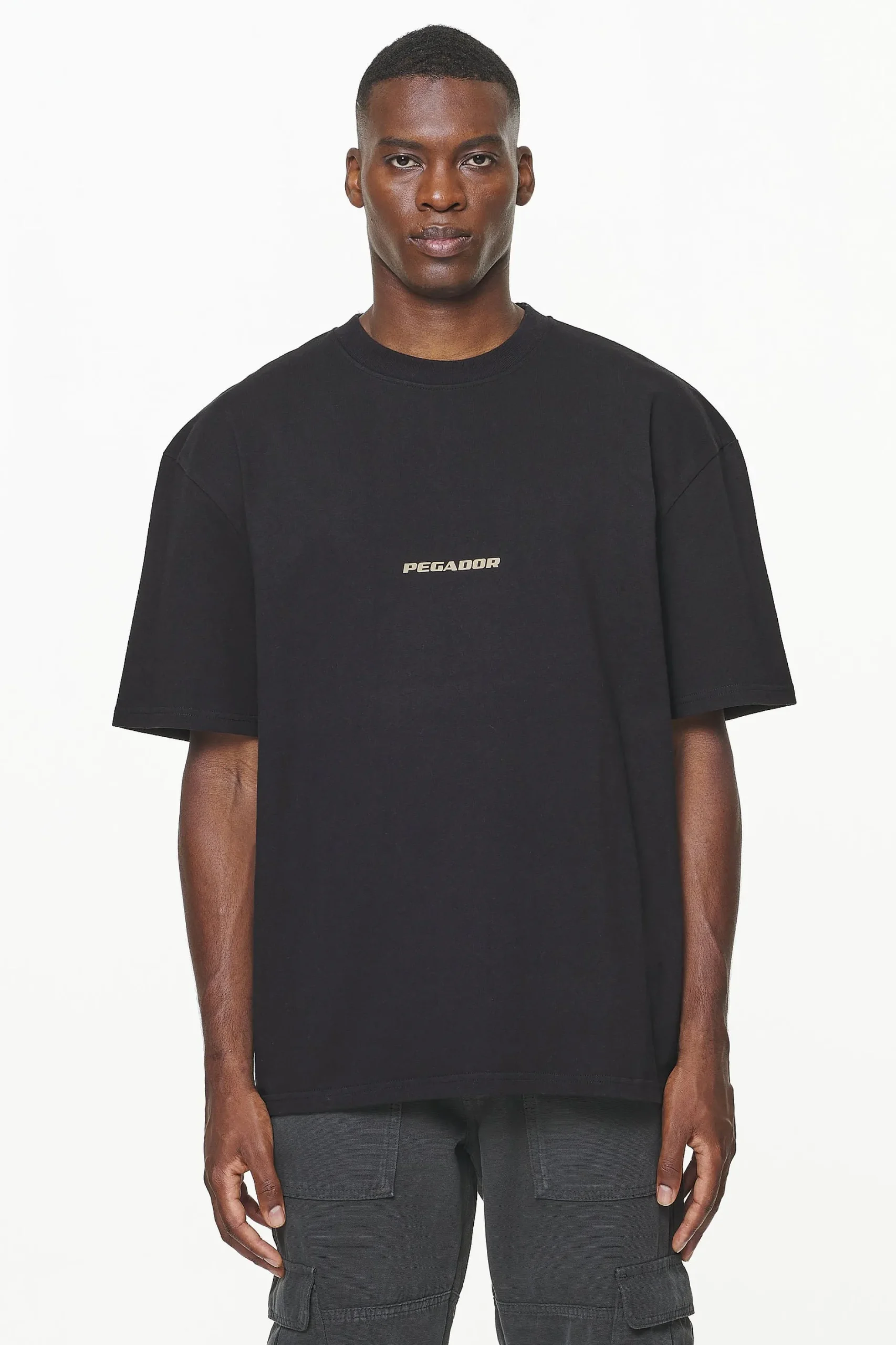 Pegador Tees|Colne Logo Oversized Tee Vintage Washed Onyx Black Gum