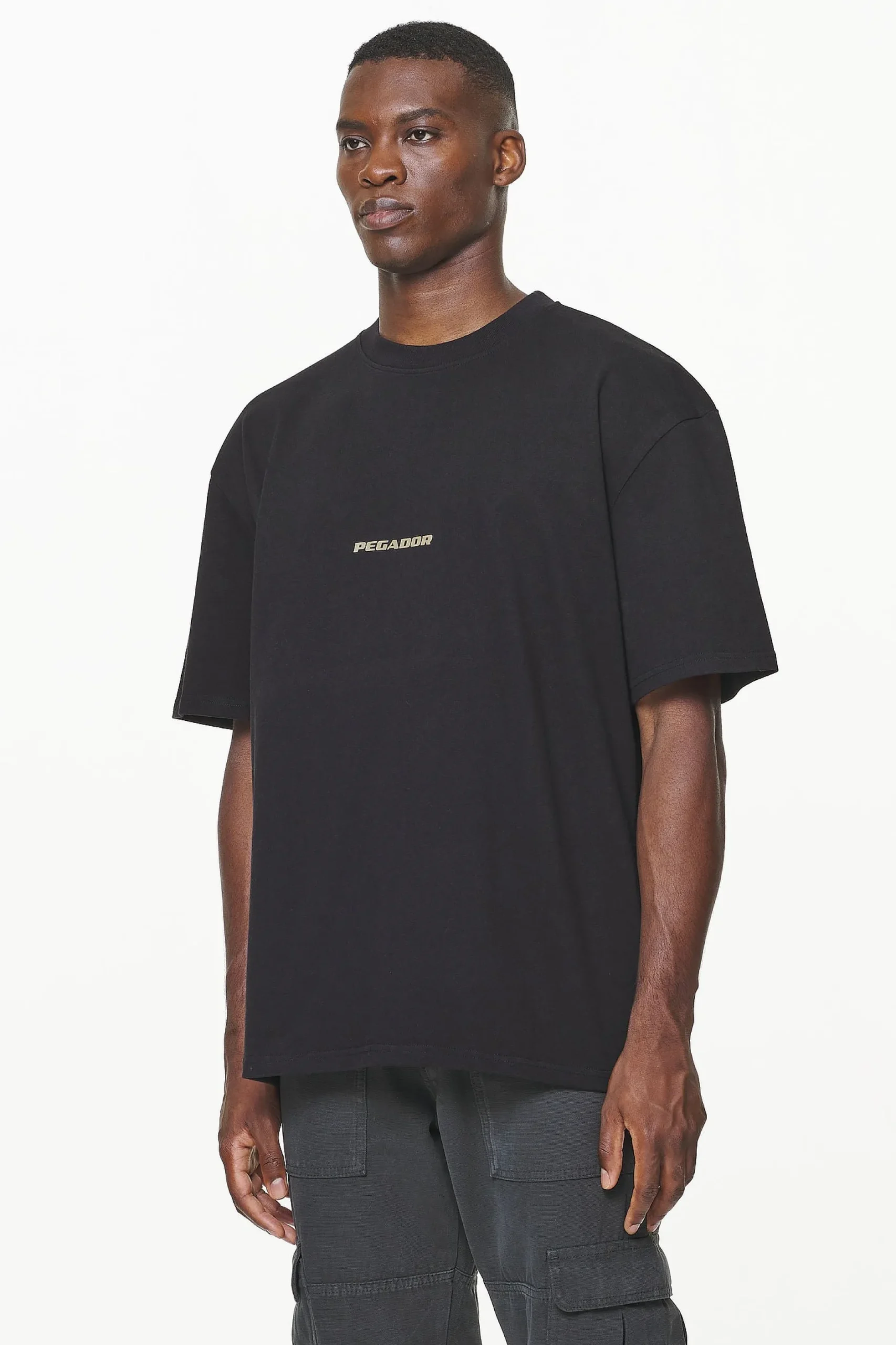 Pegador Tees|Colne Logo Oversized Tee Vintage Washed Onyx Black Gum