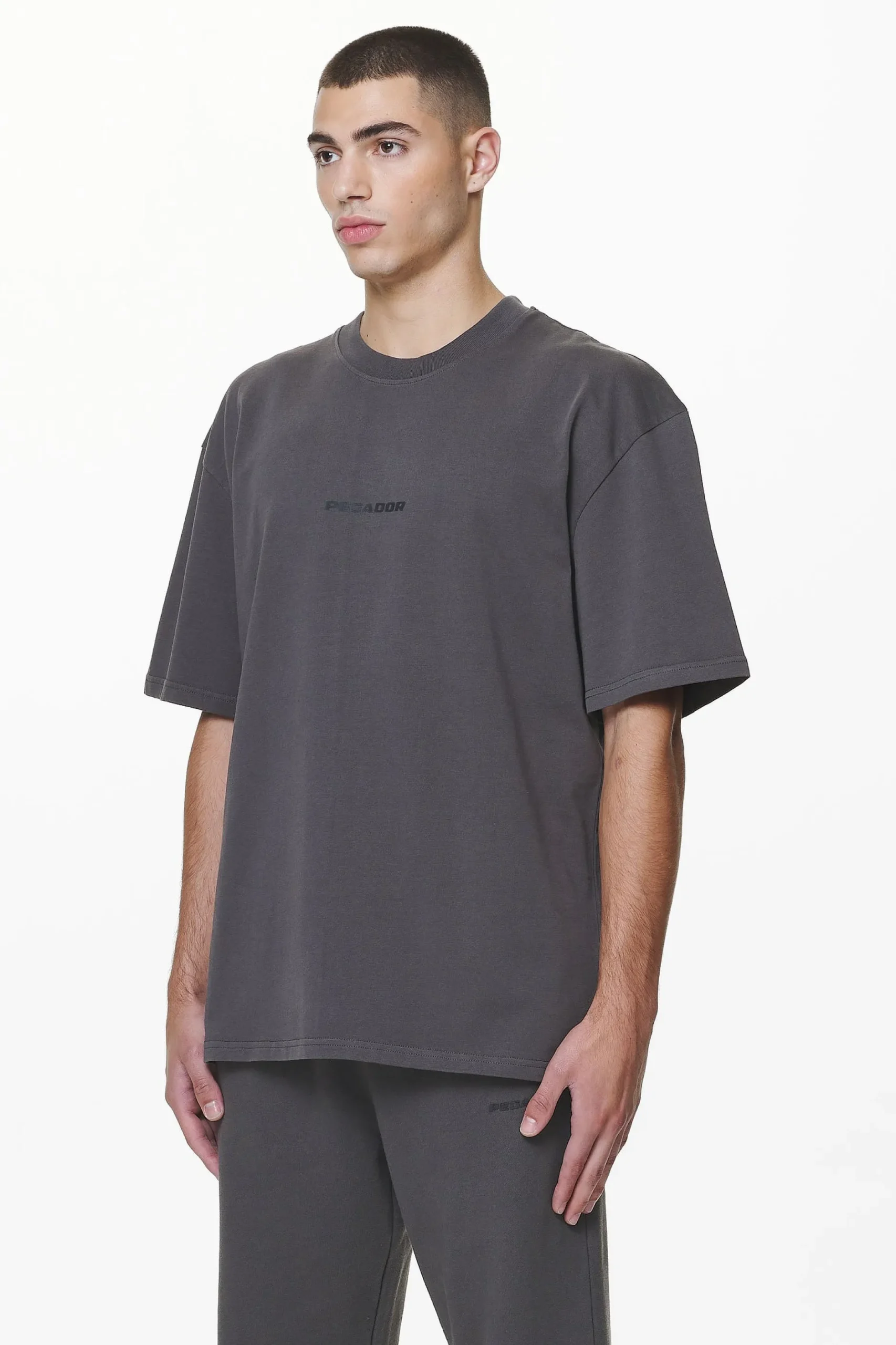Pegador Tees|Colne Logo Oversized Tee Washed Volcano Grey