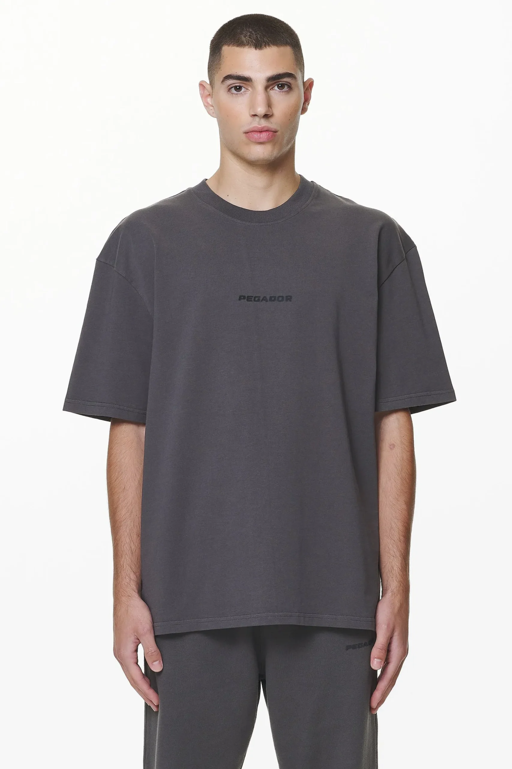 Pegador Tees|Colne Logo Oversized Tee Washed Volcano Grey