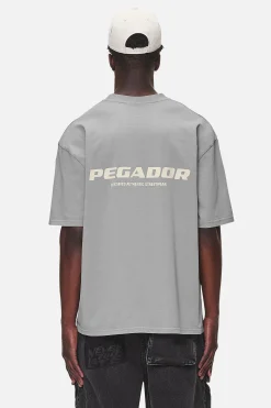 Pegador Tees|Colne Logo Oversized Tee Washed Cool Grey Desert Sand