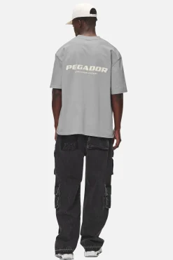 Pegador Tees|Colne Logo Oversized Tee Washed Cool Grey Desert Sand