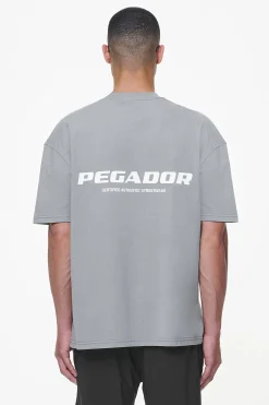 Pegador Tees|Colne Logo Oversized Tee Heavy Washed Cool Grey