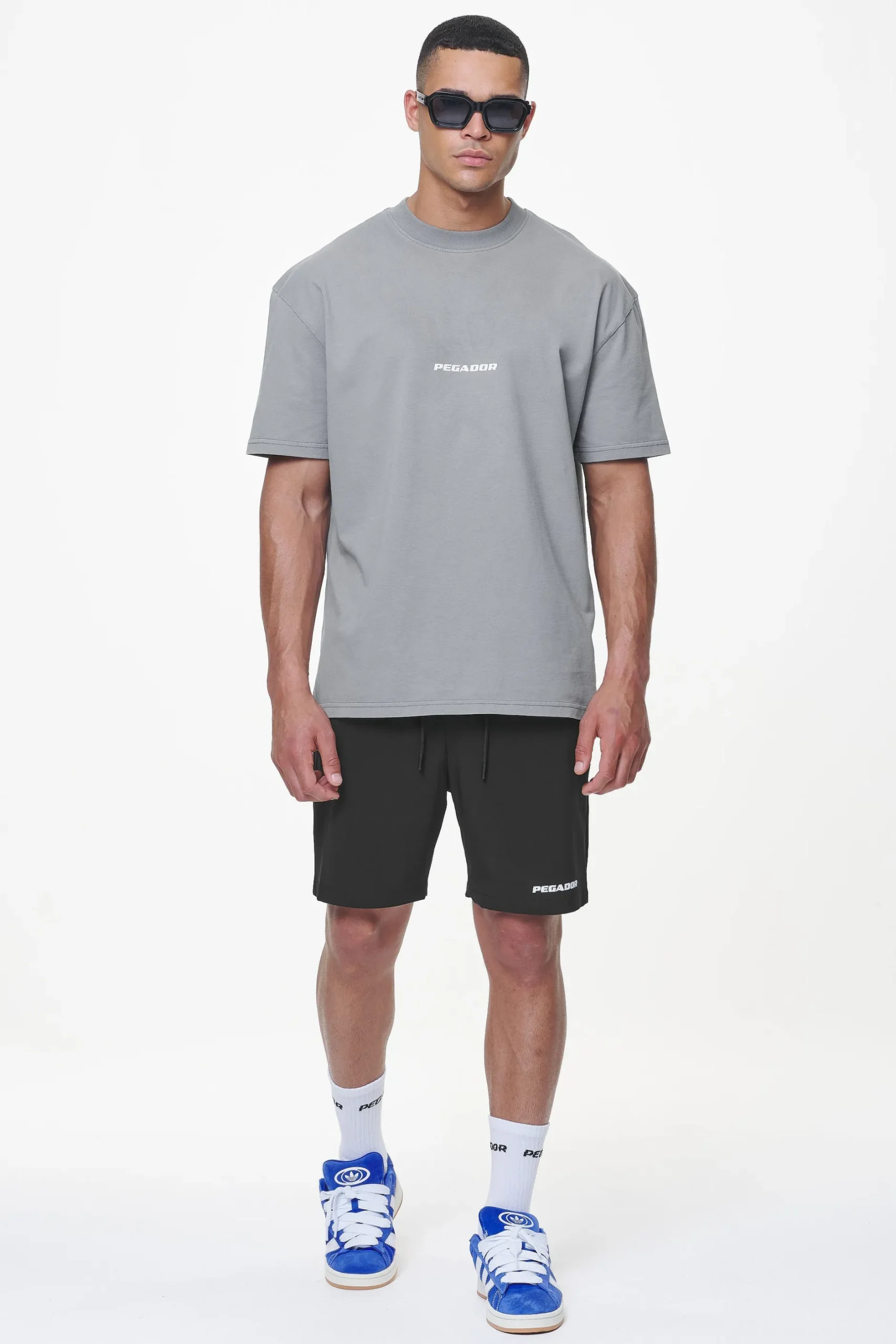 Pegador Tees|Colne Logo Oversized Tee Heavy Washed Cool Grey