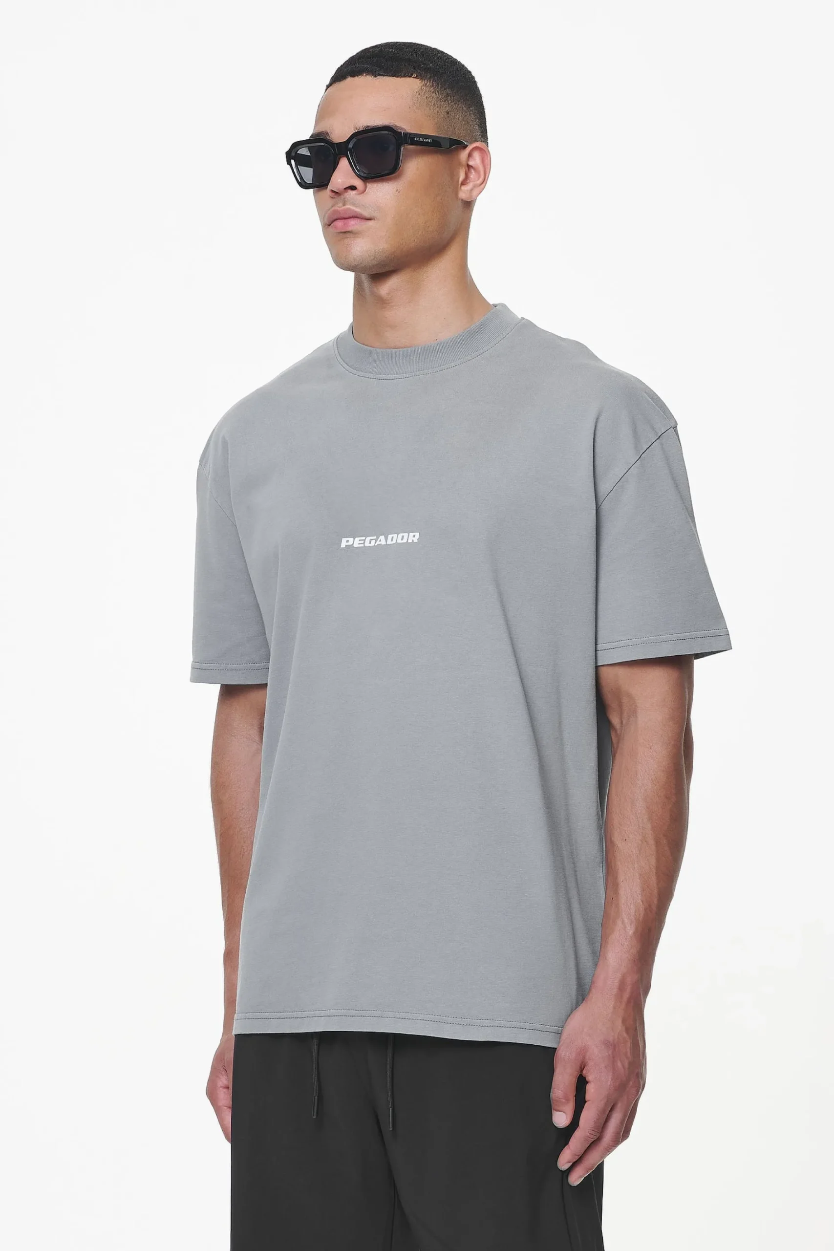 Pegador Tees|Colne Logo Oversized Tee Heavy Washed Cool Grey