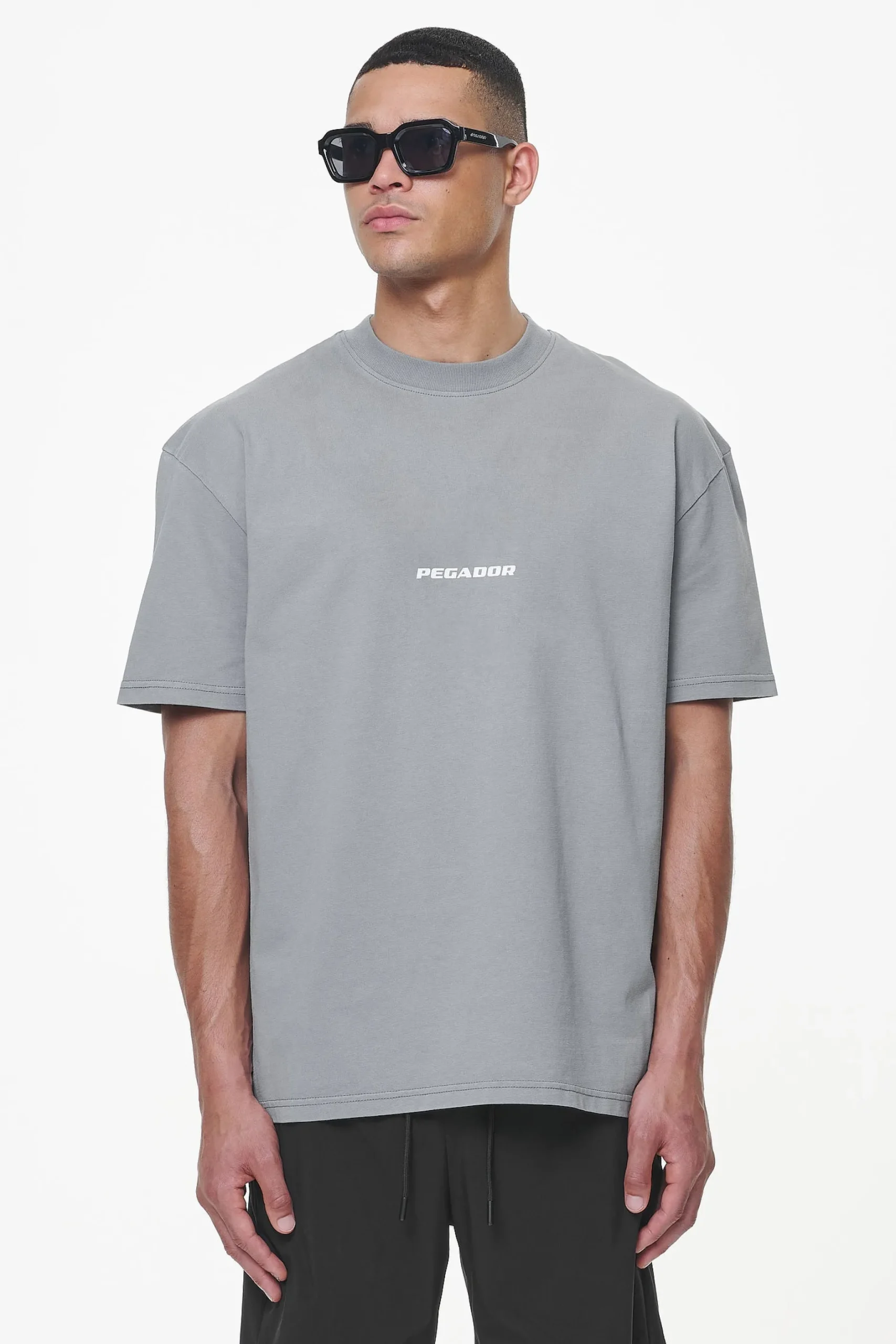 Pegador Tees|Colne Logo Oversized Tee Heavy Washed Cool Grey