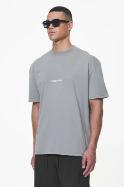 Pegador Tees|Colne Logo Oversized Tee Heavy Washed Cool Grey