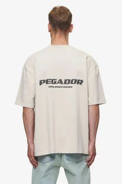 Pegador Tees|Colne Logo Oversized Tee Washed Light Beige Anthracite