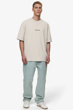 Pegador Tees|Colne Logo Oversized Tee Washed Light Beige Anthracite