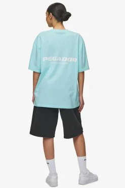 Pegador Tees|Colne Logo Oversized Tee White Washed sky blue