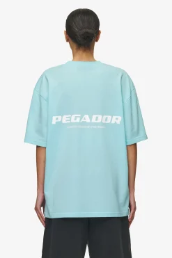 Pegador Tees|Colne Logo Oversized Tee White Washed sky blue