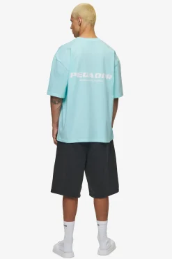 Pegador Tees|Colne Logo Oversized Tee White Washed sky blue