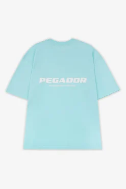 Pegador Tees|Colne Logo Oversized Tee White Washed sky blue