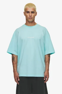 Pegador Tees|Colne Logo Oversized Tee White Washed sky blue
