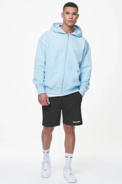 Pegador Hoodies|Zip Hoodies|Colne Terry Logo Oversized Sweat Jacket Vintage Aqua