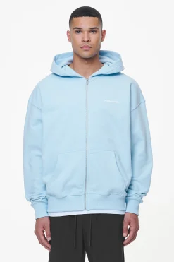 Pegador Hoodies|Zip Hoodies|Colne Terry Logo Oversized Sweat Jacket Vintage Aqua