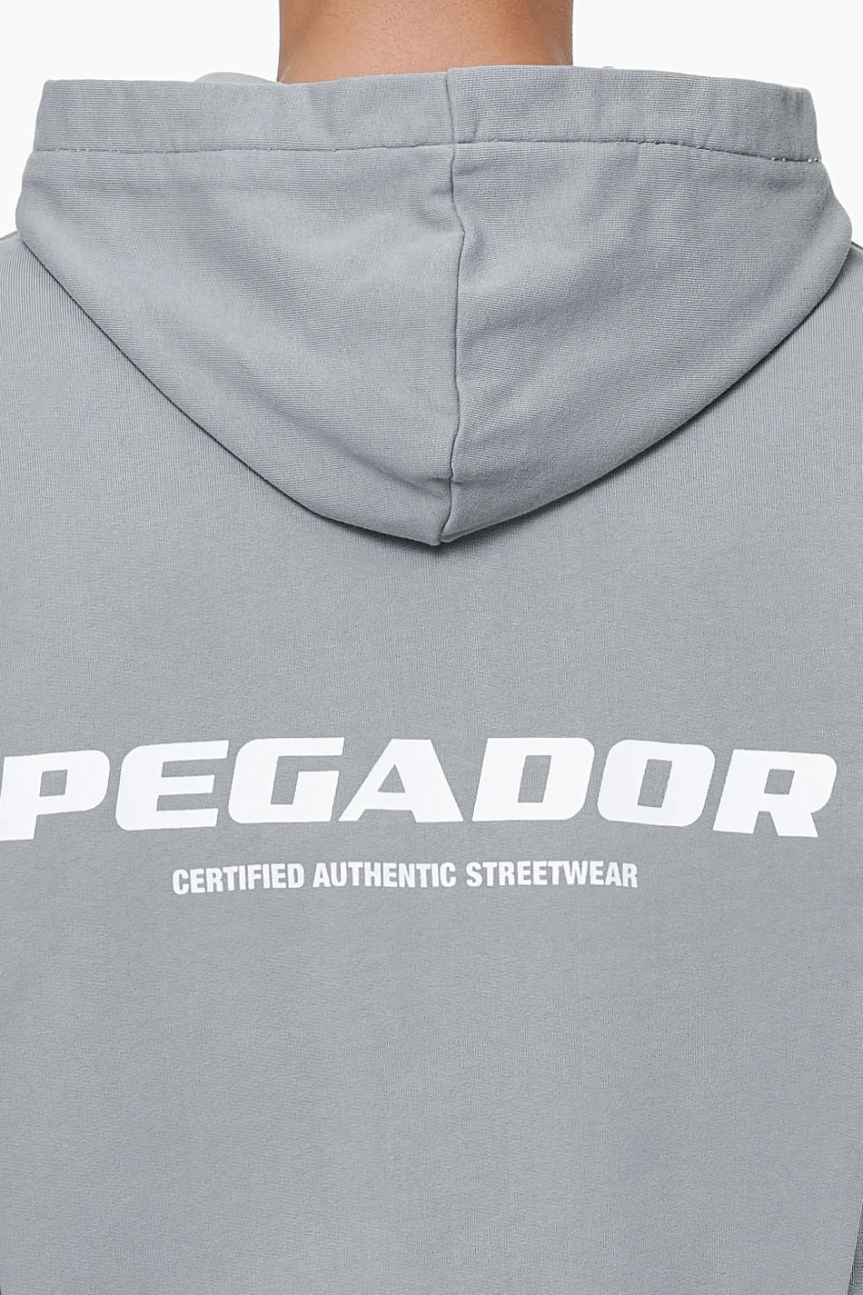 Pegador Hoodies|Zip Hoodies|Colne Terry Logo Oversized Sweat Jacket Heavy Washed Cool Grey