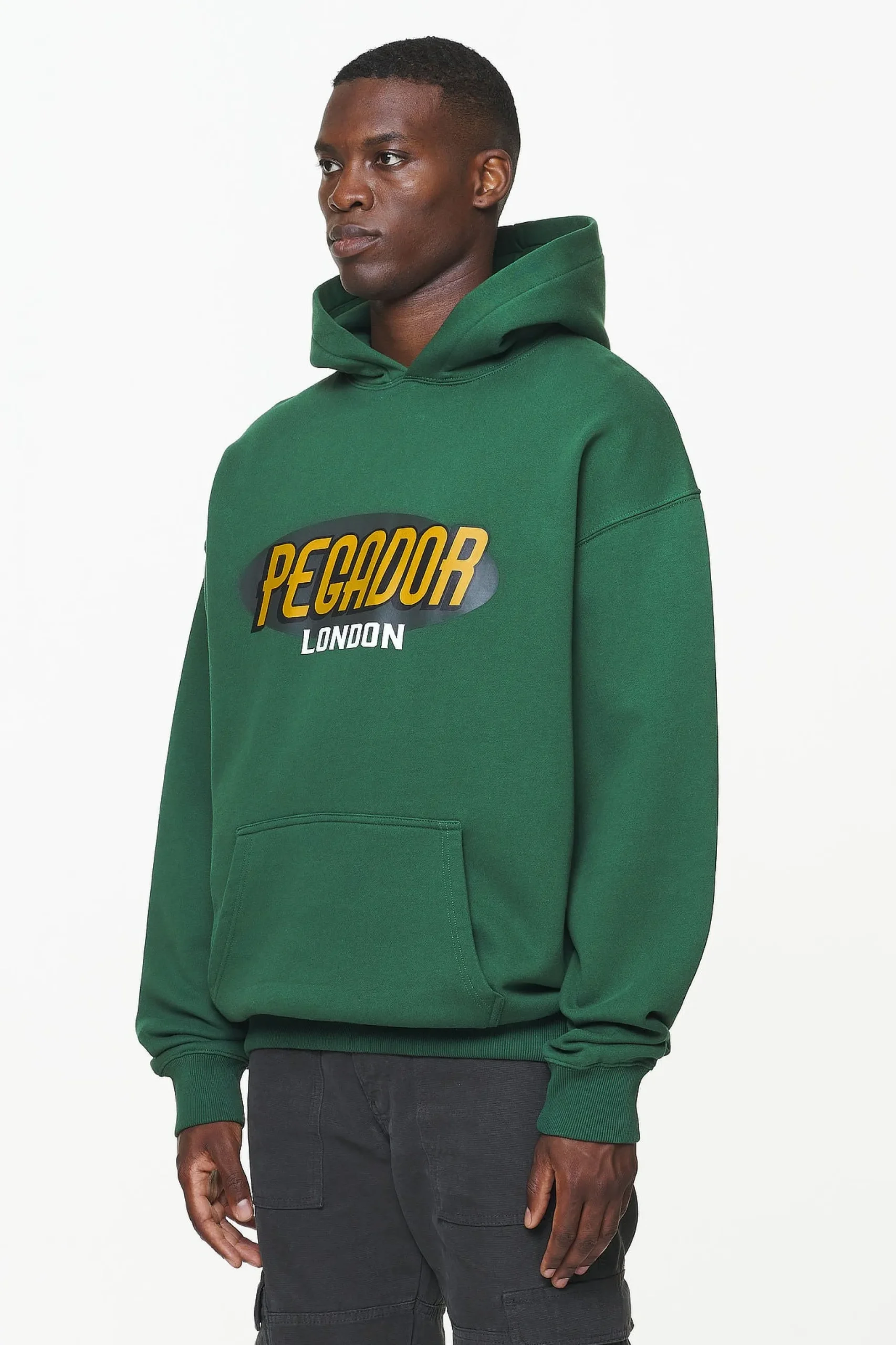 Pegador Hoodies|County Oversized Hoodie Vintage Washed British Green