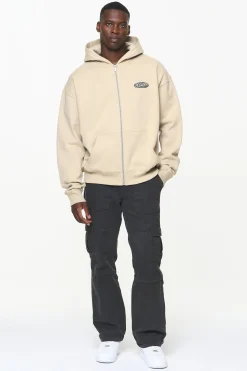 Pegador Hoodies|Zip Hoodies|County Oversized Sweat Jacket Vintage Washed Kingdom Beige