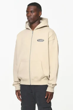 Pegador Hoodies|Zip Hoodies|County Oversized Sweat Jacket Vintage Washed Kingdom Beige