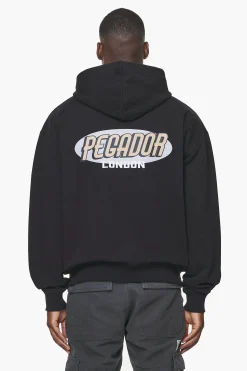 Pegador Hoodies|Zip Hoodies|County Oversized Sweat Jacket Vintage Washed Onyx Black