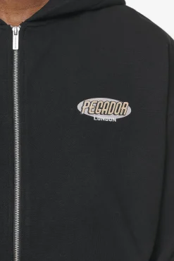 Pegador Hoodies|Zip Hoodies|County Oversized Sweat Jacket Vintage Washed Onyx Black
