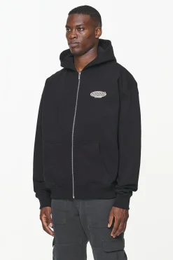 Pegador Hoodies|Zip Hoodies|County Oversized Sweat Jacket Vintage Washed Onyx Black