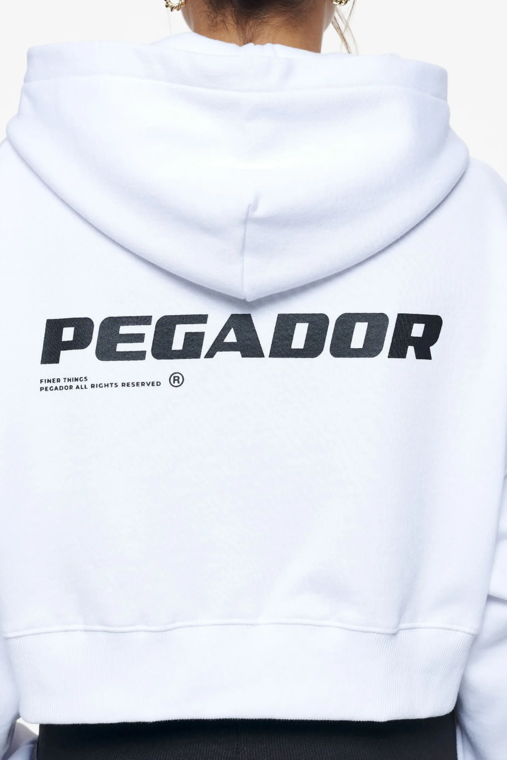 Pegador Hoodies|Culla Logo Oversized Cropped Hoodie White