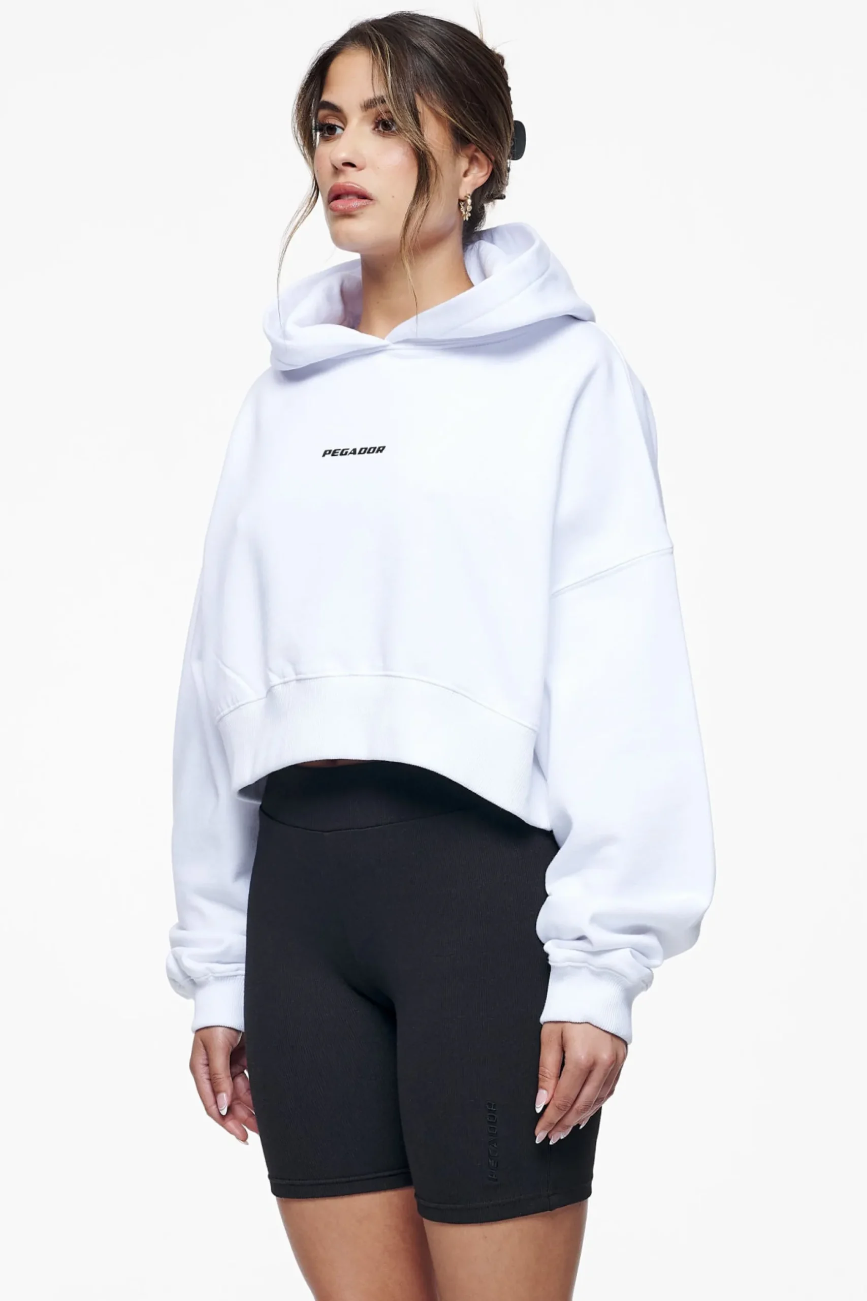 Pegador Hoodies|Culla Logo Oversized Cropped Hoodie White