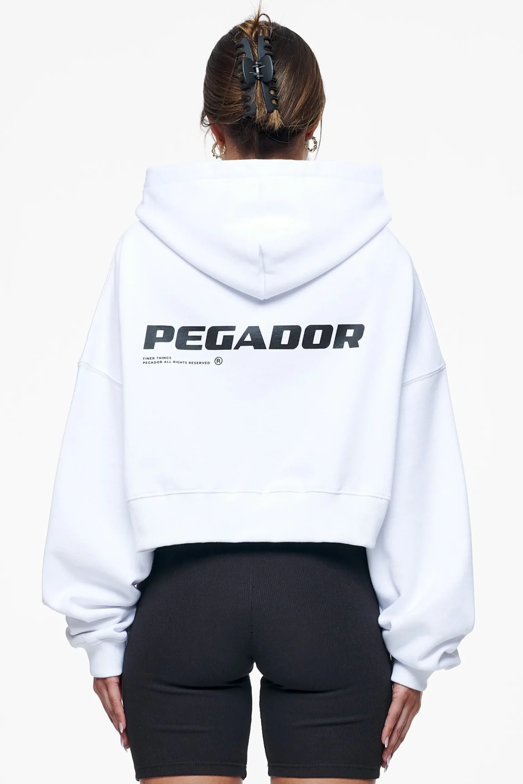 Pegador Hoodies|Culla Logo Oversized Cropped Hoodie White