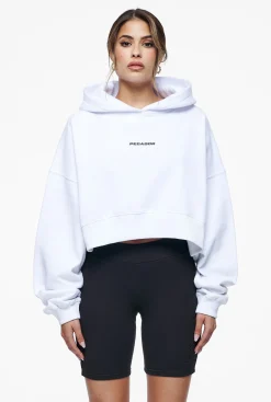 Pegador Hoodies|Culla Logo Oversized Cropped Hoodie White