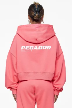 Pegador Hoodies|Culla Logo Oversized Cropped Hoodie Vintage Washed Strawberry