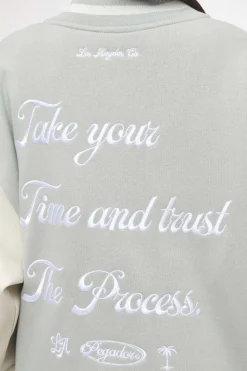 Pegador Jackets|Dale Oversized Varsity Jacket Vintage Washed Quiet Gray Angels Cream