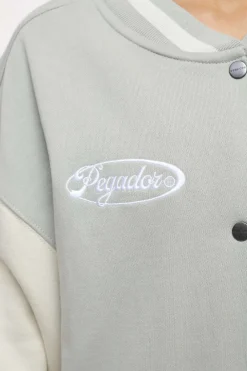Pegador Jackets|Dale Oversized Varsity Jacket Vintage Washed Quiet Gray Angels Cream