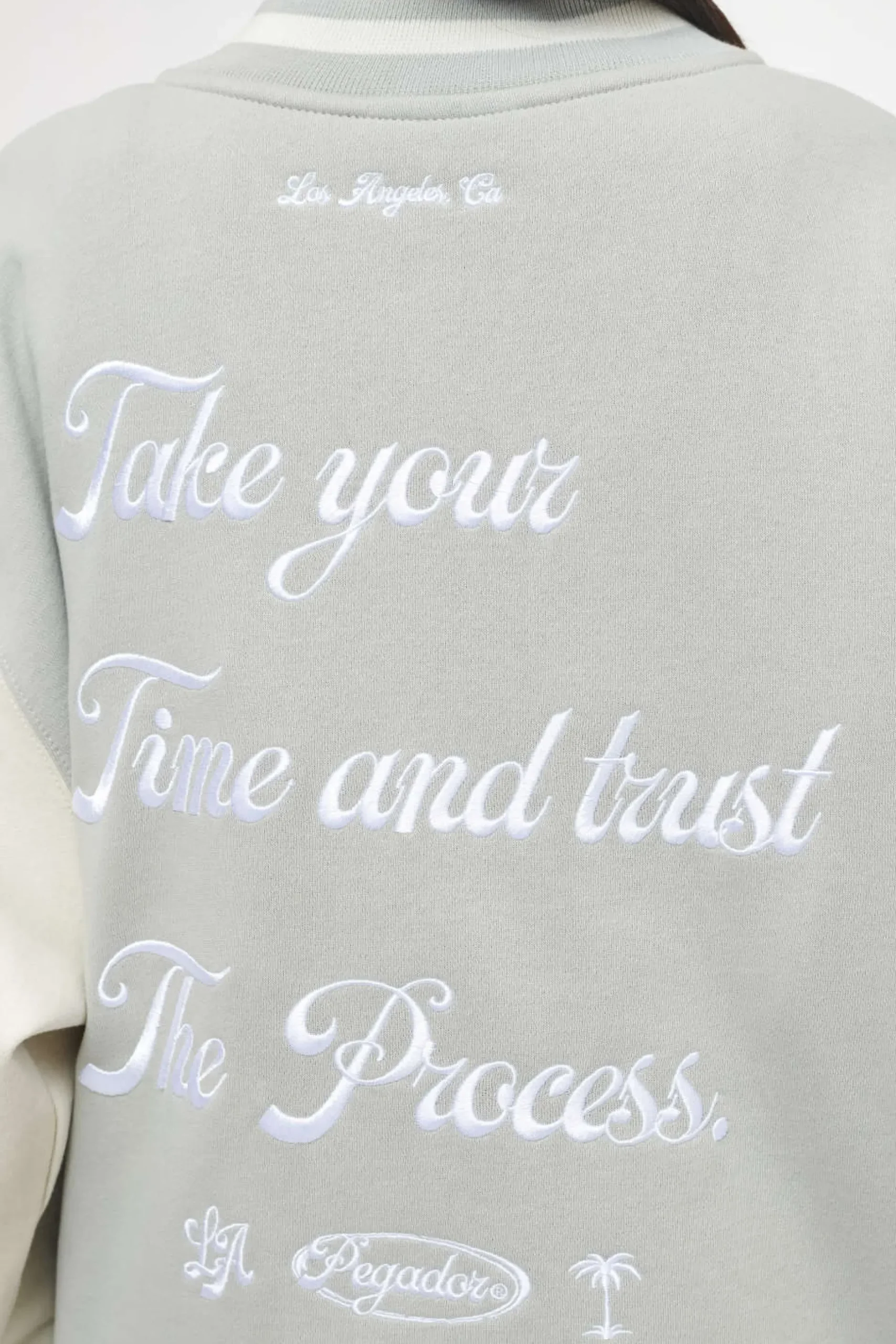 Pegador Jackets|Dale Oversized Varsity Jacket Vintage Washed Quiet Gray Angels Cream