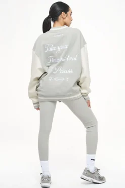 Pegador Jackets|Dale Oversized Varsity Jacket Vintage Washed Quiet Gray Angels Cream