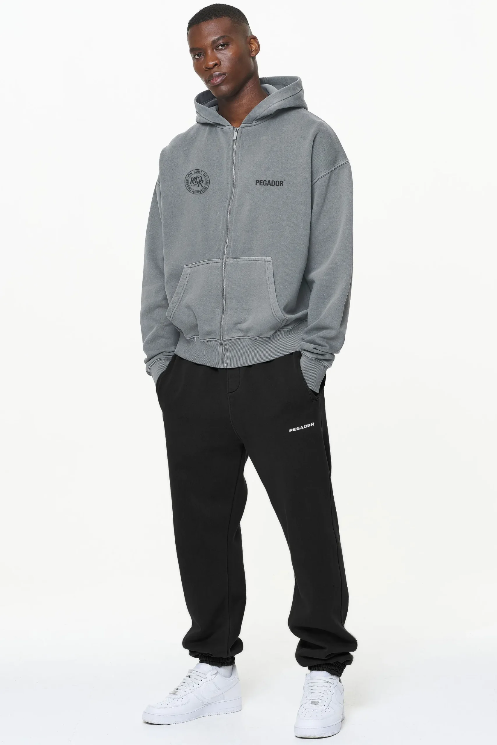 Pegador Hoodies|Zip Hoodies|Dike Oversized Sweat Jacket Vintage Grey
